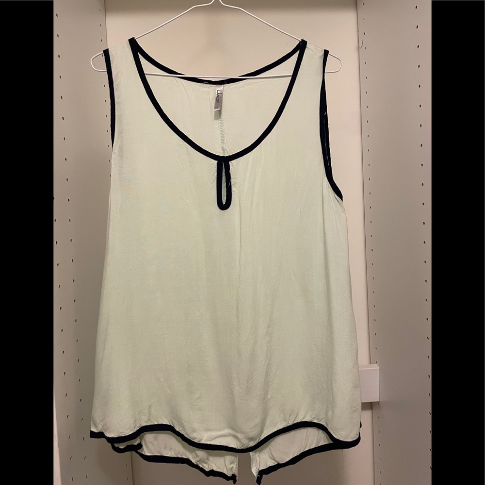 Mint Sleeveless, Back Slit Blouse